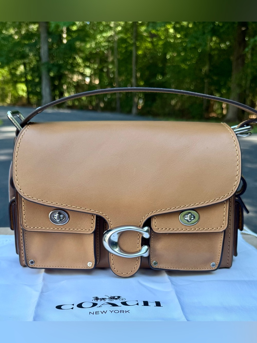 Coach Tabby Saddle Leather Shoulder Bag with Signature 'C' Turnlock